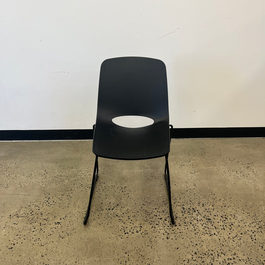 Wasowsky Black Plastic Chair with Metal Base
