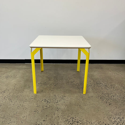 Square Table with Metal Yellow Legs