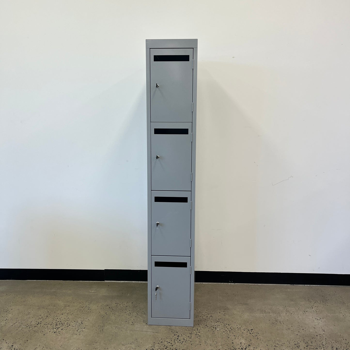 Correspondence Lockers 4 Door Single Bay in Grey