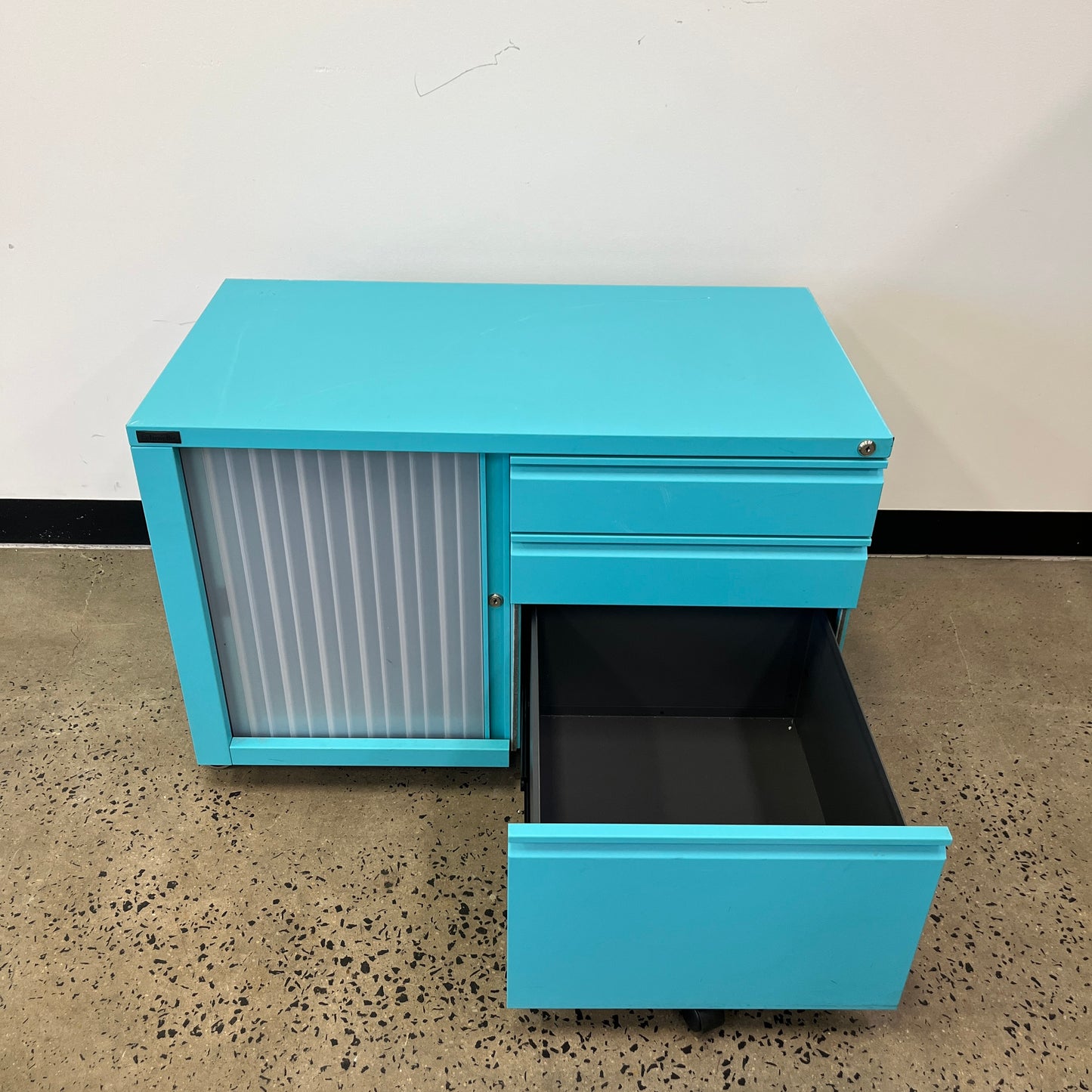 Schiavello Cache Tambour Caddy with 3 Drawers Blue