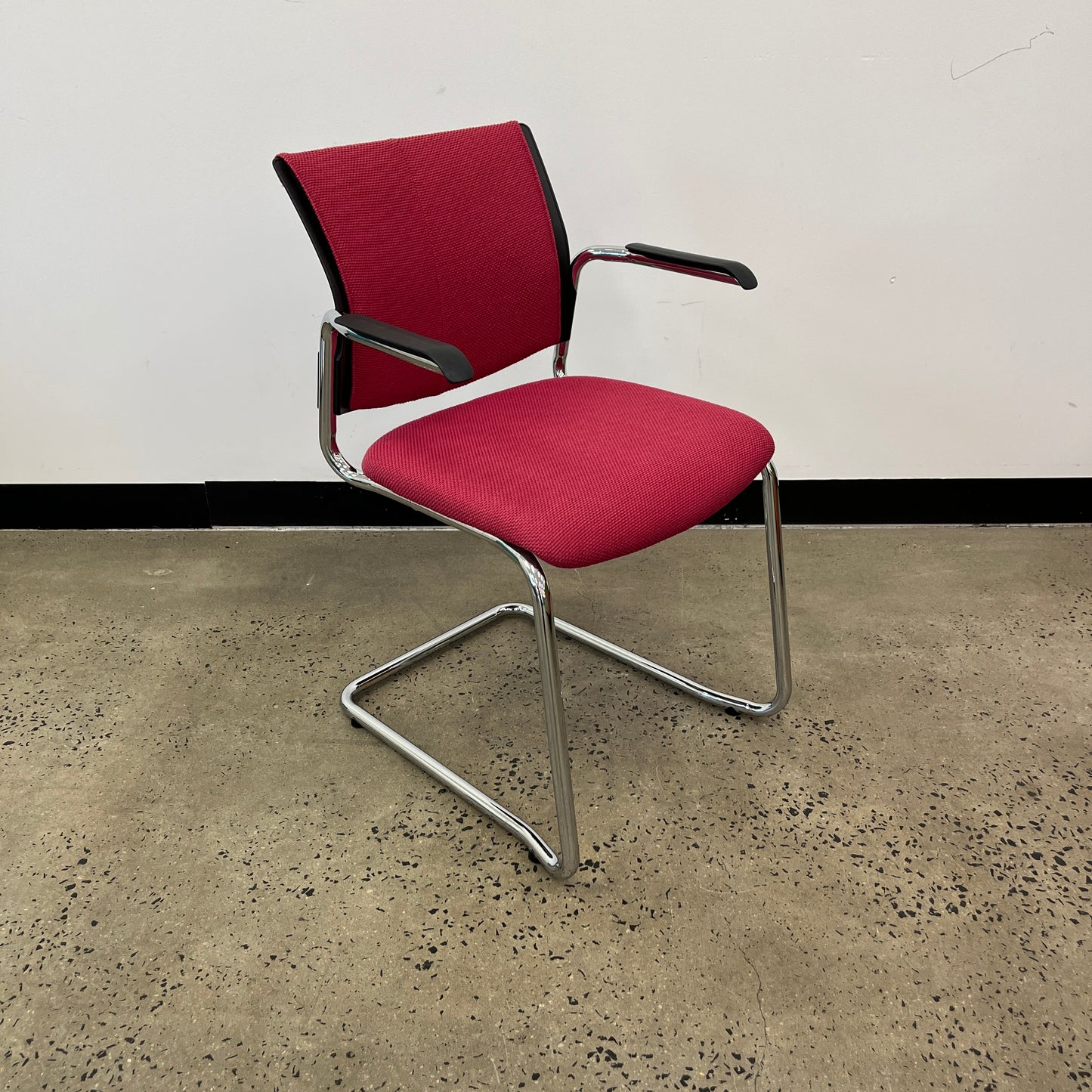 Schiavello Upholstered Sled Base Stacking Chair in Red