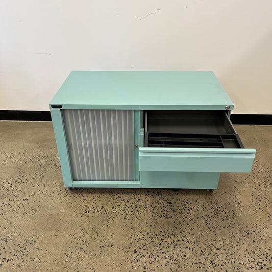 Schiavello Cache Tambour Caddy with 3 Drawers Light Blue