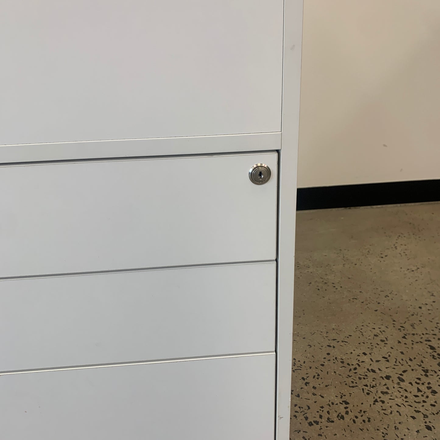 Office Shelving Unit White Double Sided with Drawers