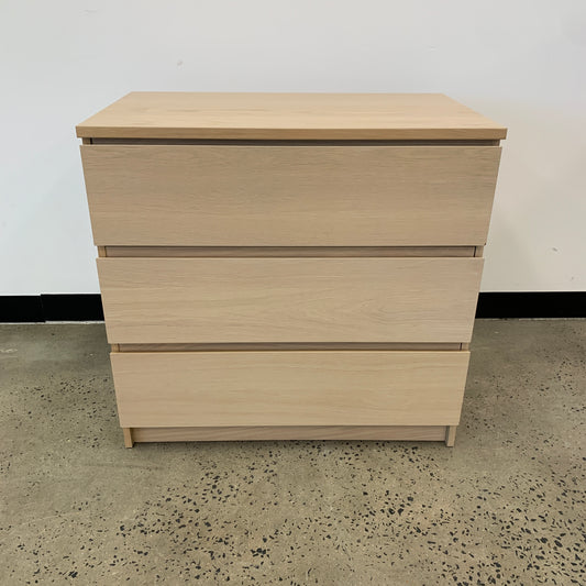 MALM Chest of 3 Drawers White Stained Oak Veneer