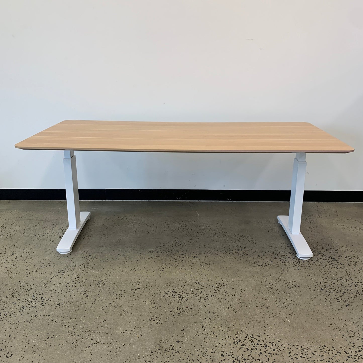 Wooden Style Desk with White Base