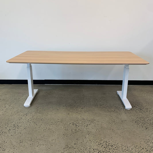 Wooden Style Desk with White Base