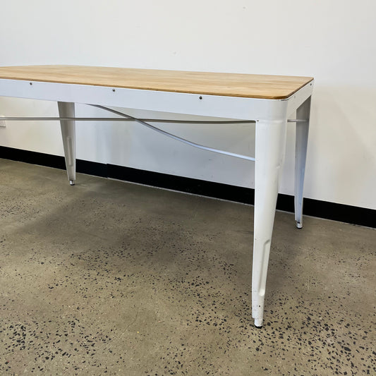Wooden White Metal Table