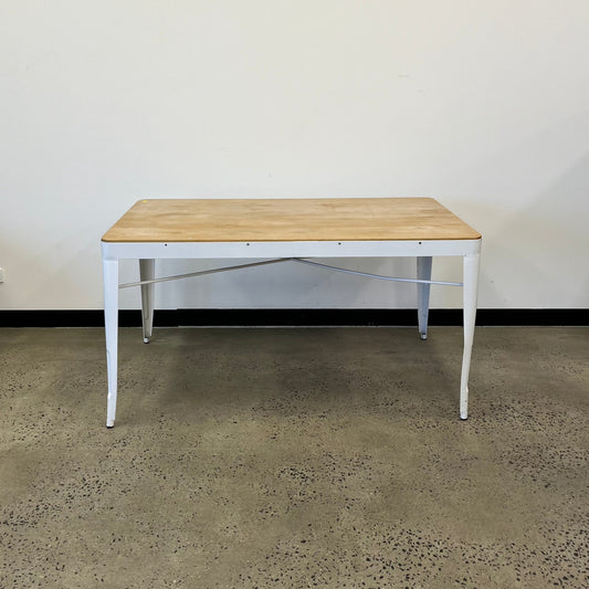 Wooden White Metal Table