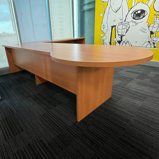Timber Veneer Executive Desk with Return