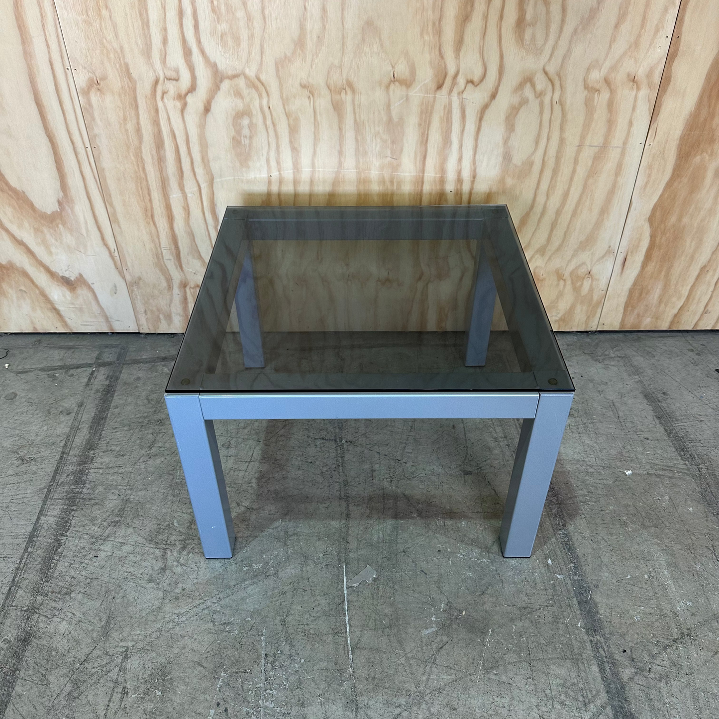 Glass Coffee Table with Chrome Square Legs