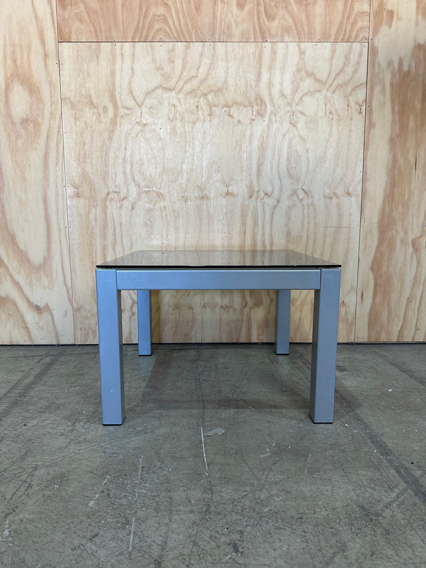 Glass Coffee Table with Chrome Square Legs