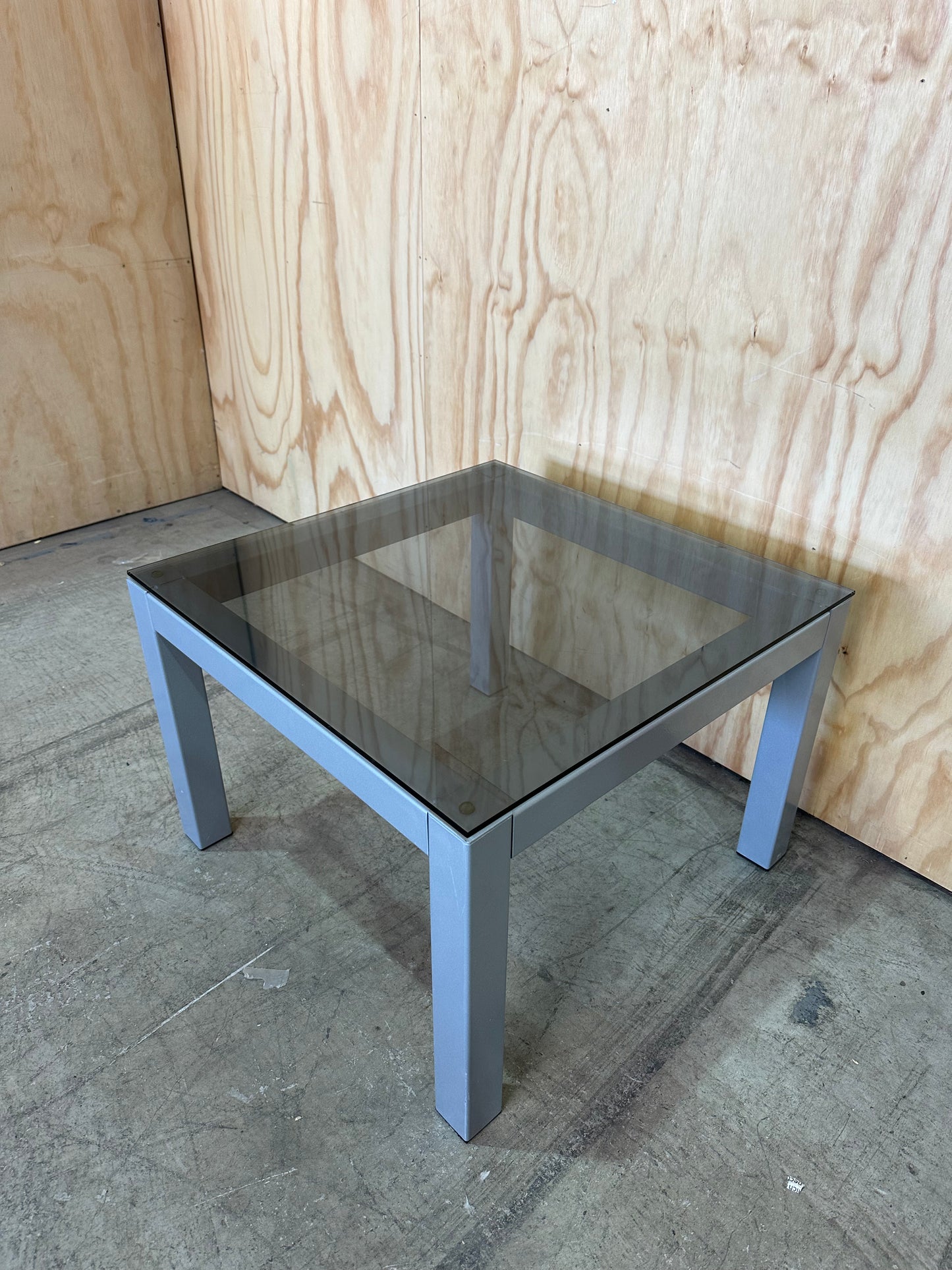 Glass Coffee Table with Chrome Square Legs
