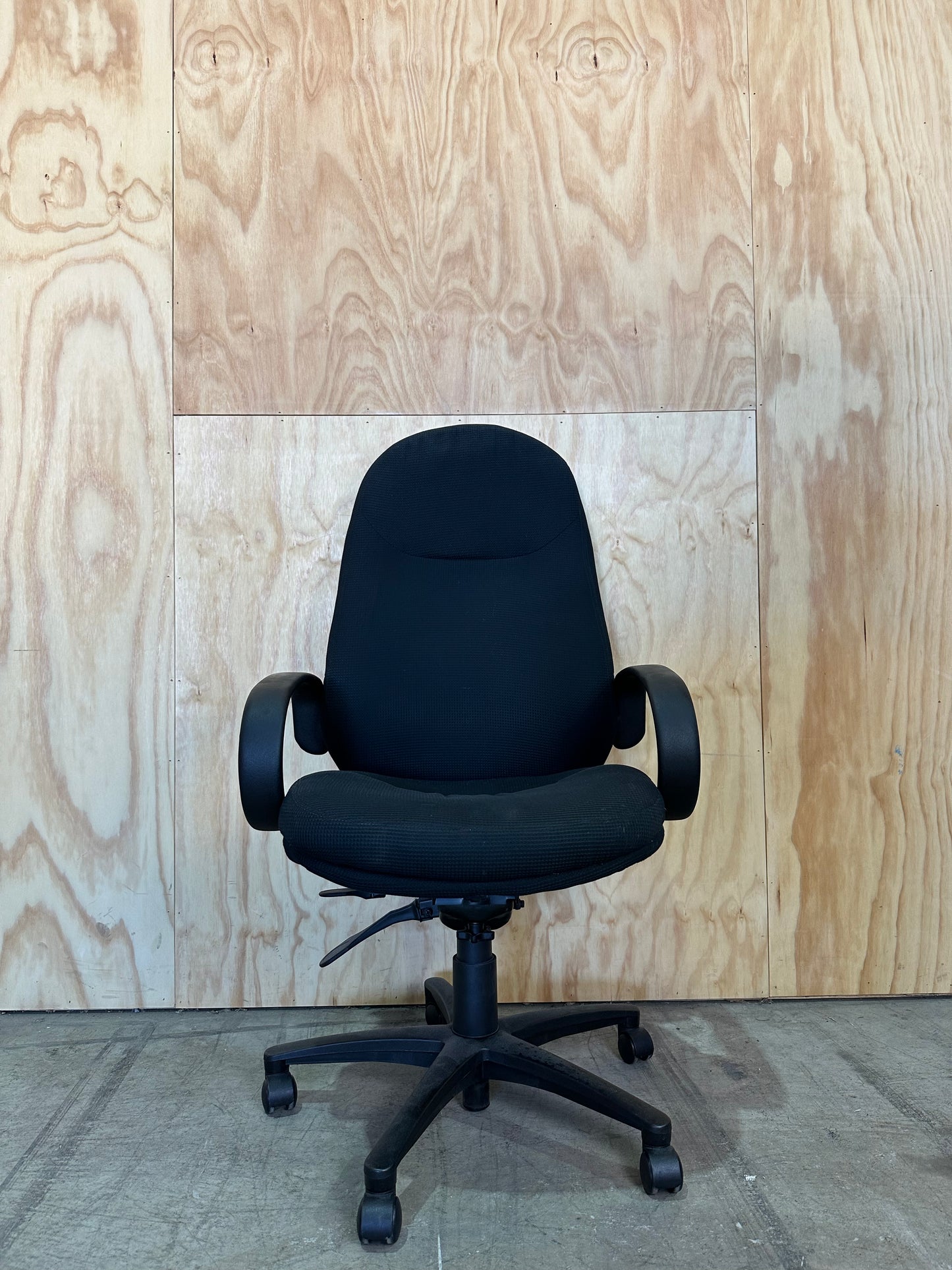 Black Office Chair with Waffle Fabric