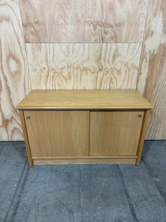 Timber Veneer Credenza with Sliding Doors