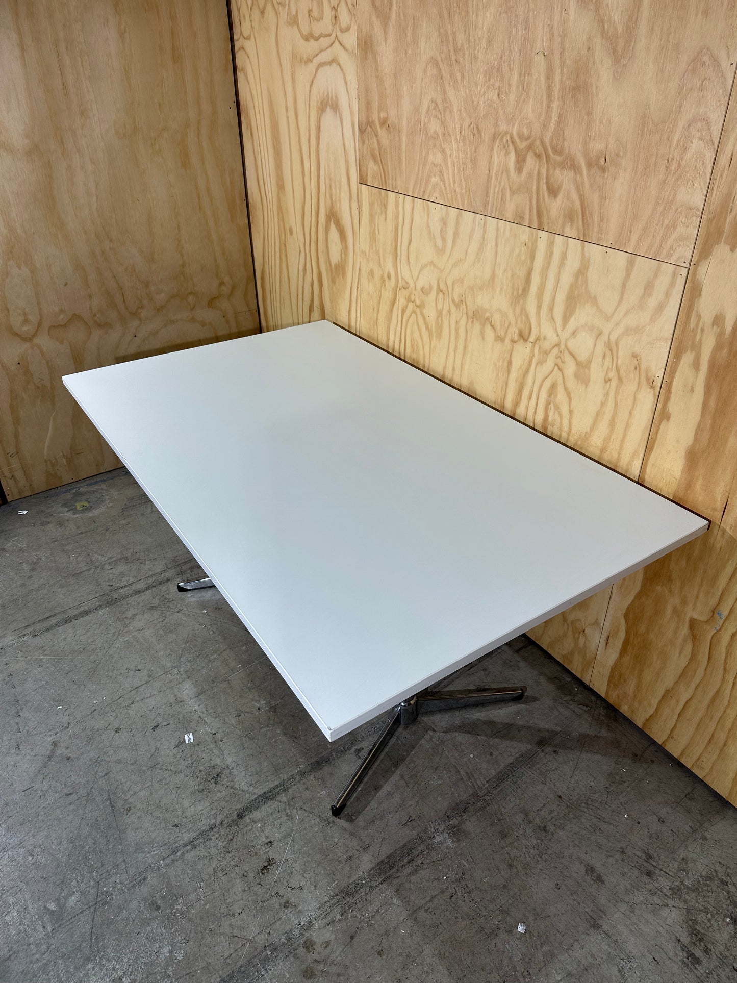 White desk on chrome legs