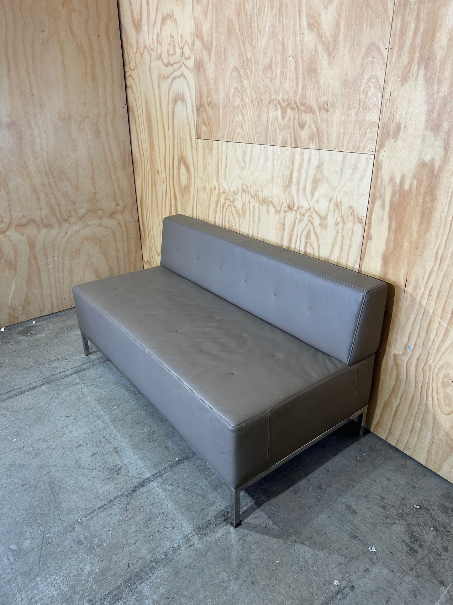2 person vinyl sofa on chrome base