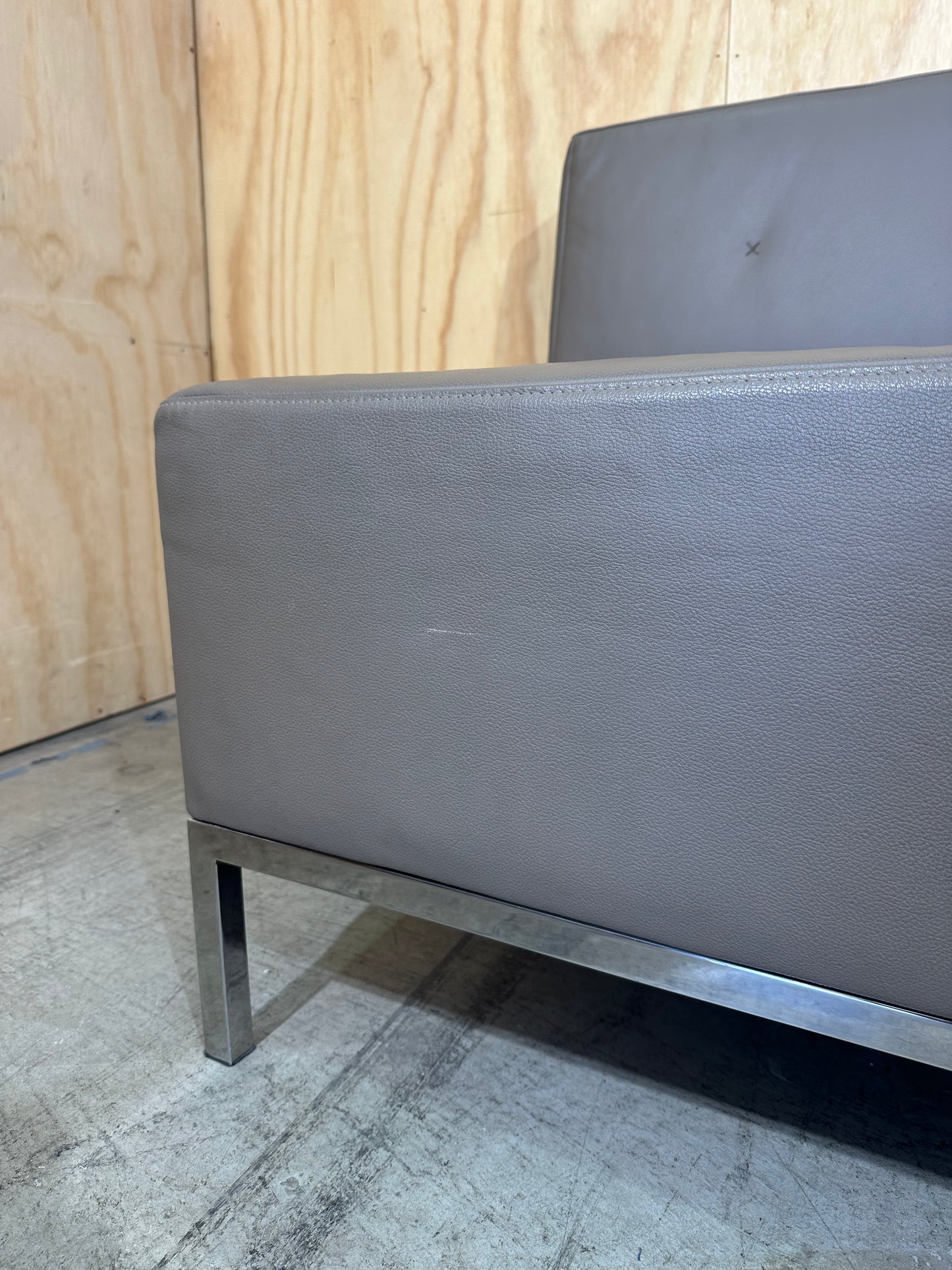 2 person vinyl sofa on chrome base
