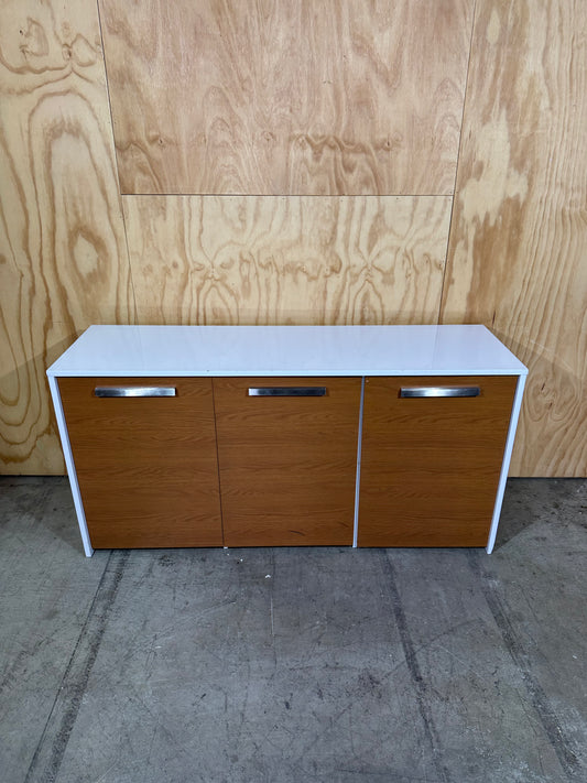 Office storage cabinet in gloss/wood veneer