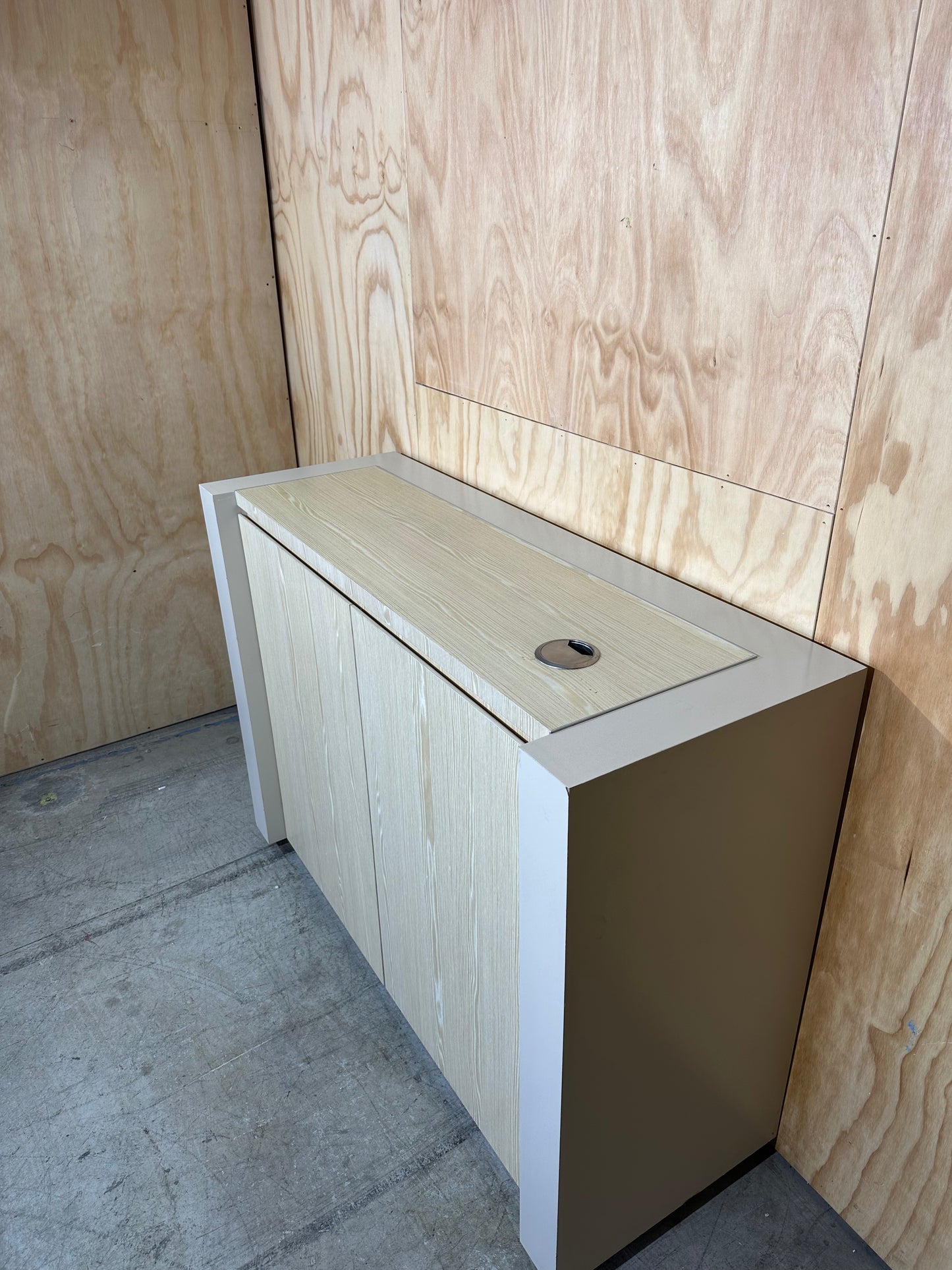 Timber veneer sideboard with cable management