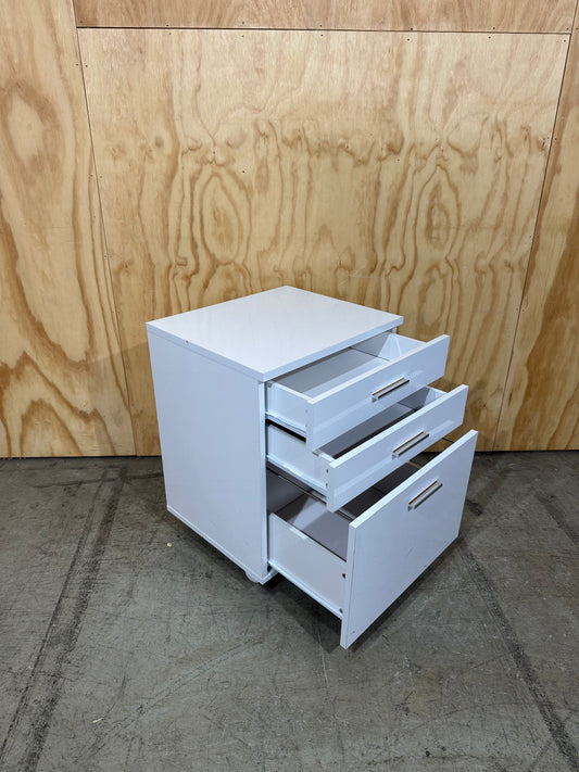 White laminate 3 drawer pedestal