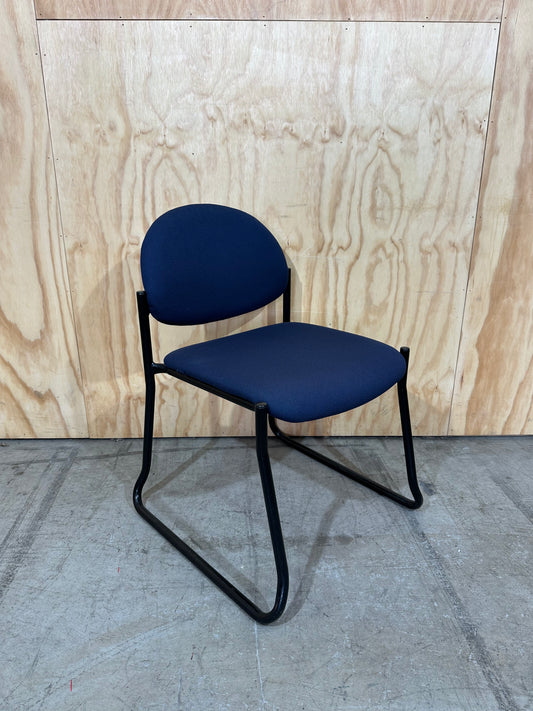 Upholstered blue visitor sled chair