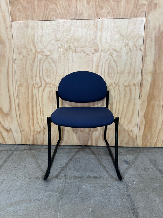 Upholstered blue visitor sled chair