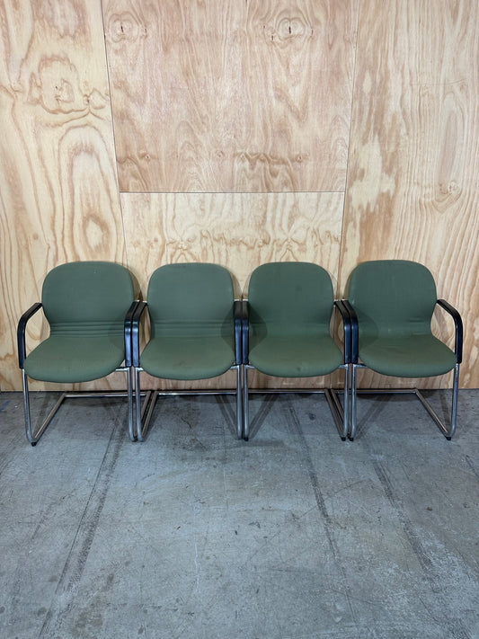 Set of 4 Vintage Wilkhahn FS Line cantilever chairs in Olive Green