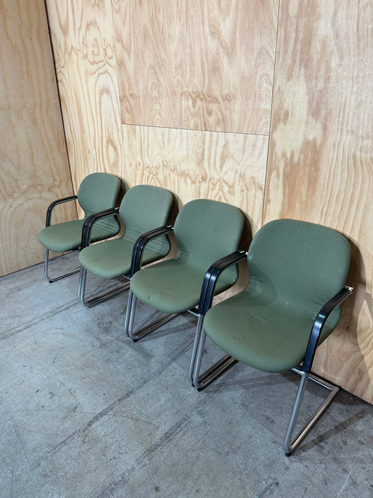 Set of 4 Vintage Wilkhahn FS Line cantilever chairs in Olive Green