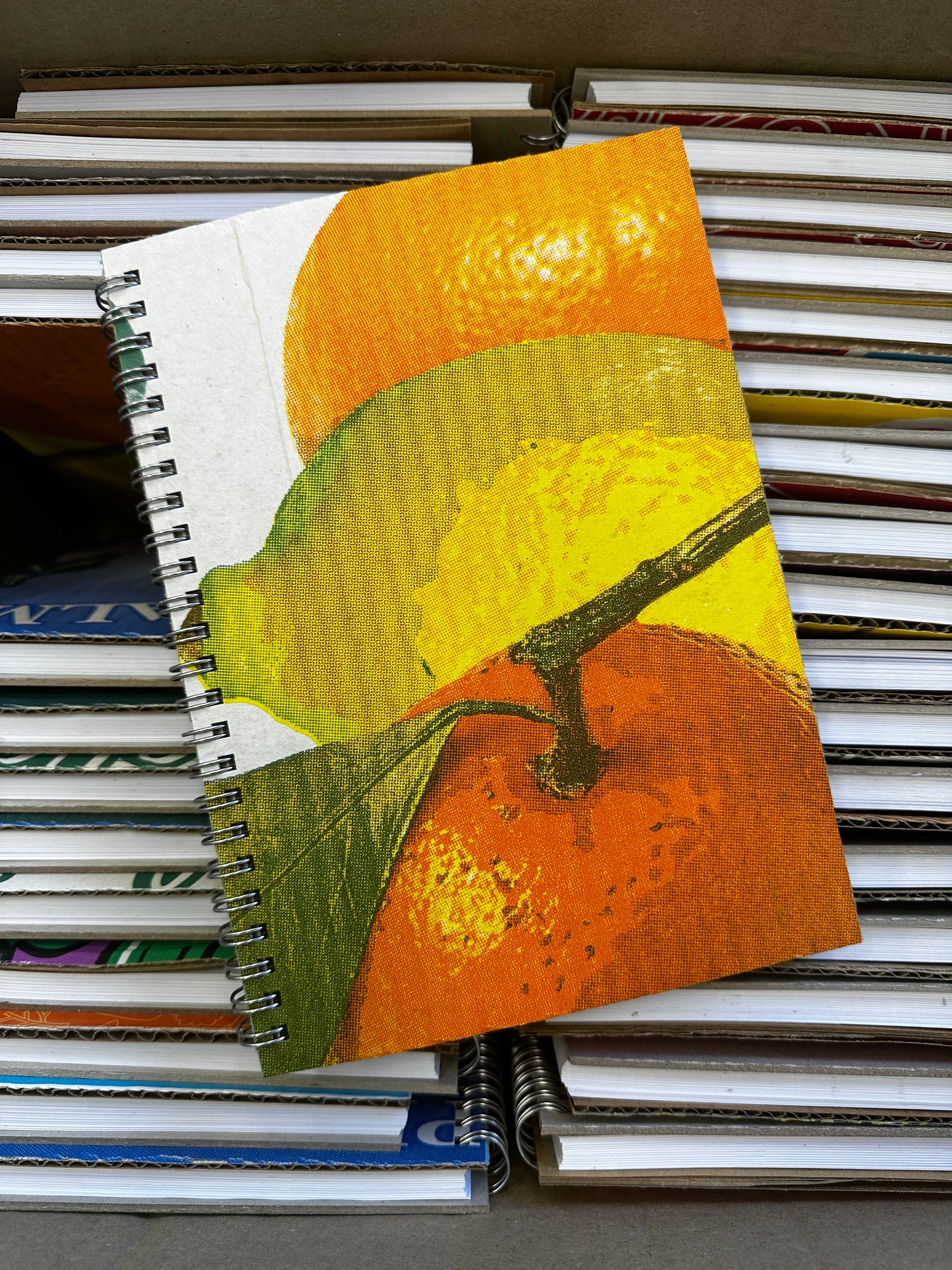 Green Collect Market Fruit Box Upcycled Notebook A5