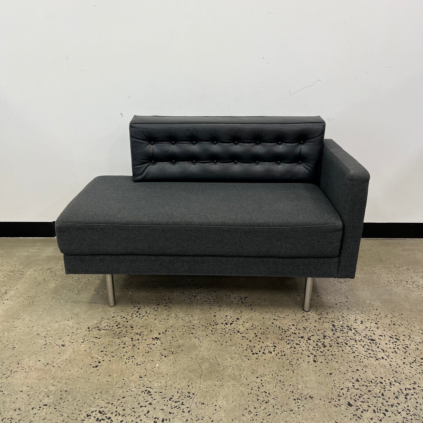 Grey Leather Chaise Lounge