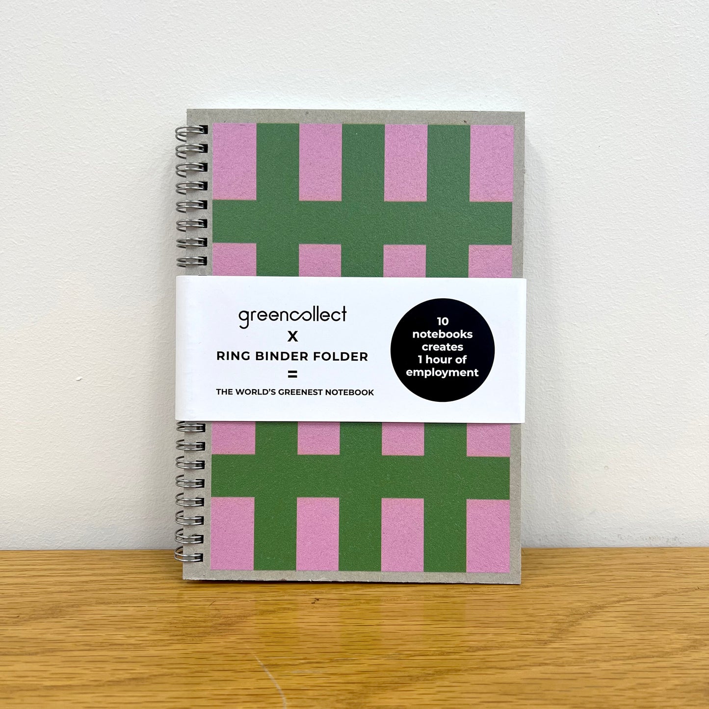 Green Collect Stripes and Circles Upcycled Notebook A5