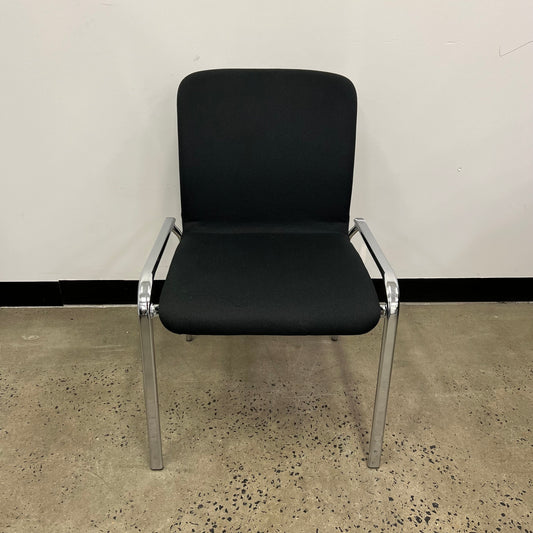 Schiavello black stackable chair with chrome legs