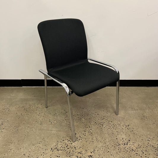 Schiavello black stackable chair with chrome legs