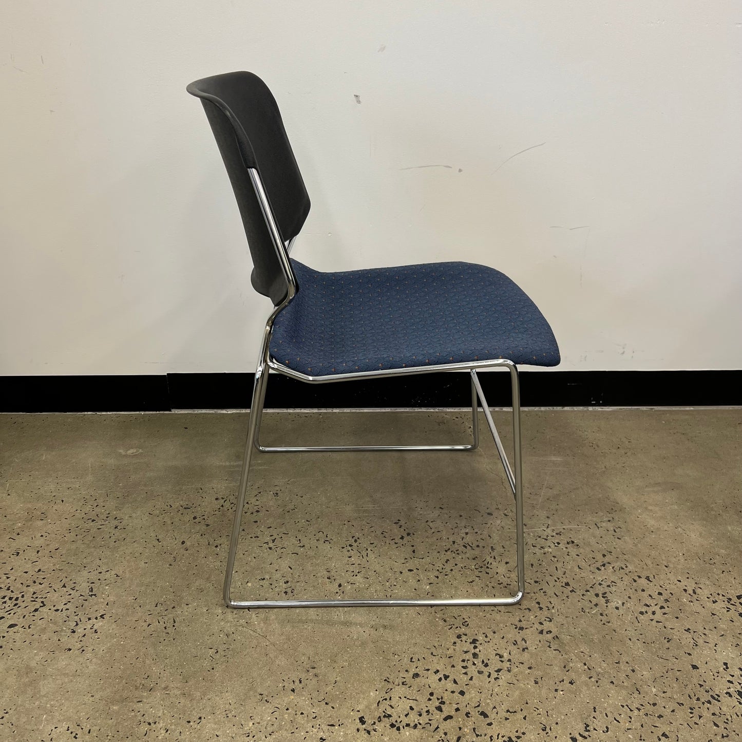 Stacking Chair with Black Back and Blue Seat