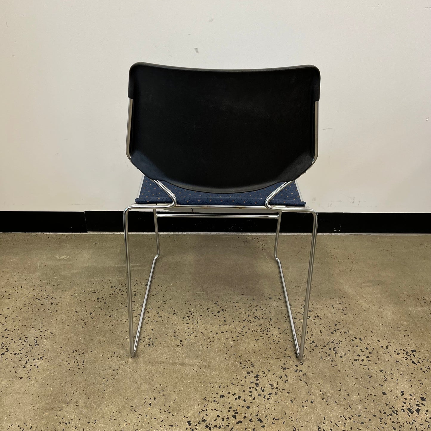 Stacking Chair with Black Back and Blue Seat