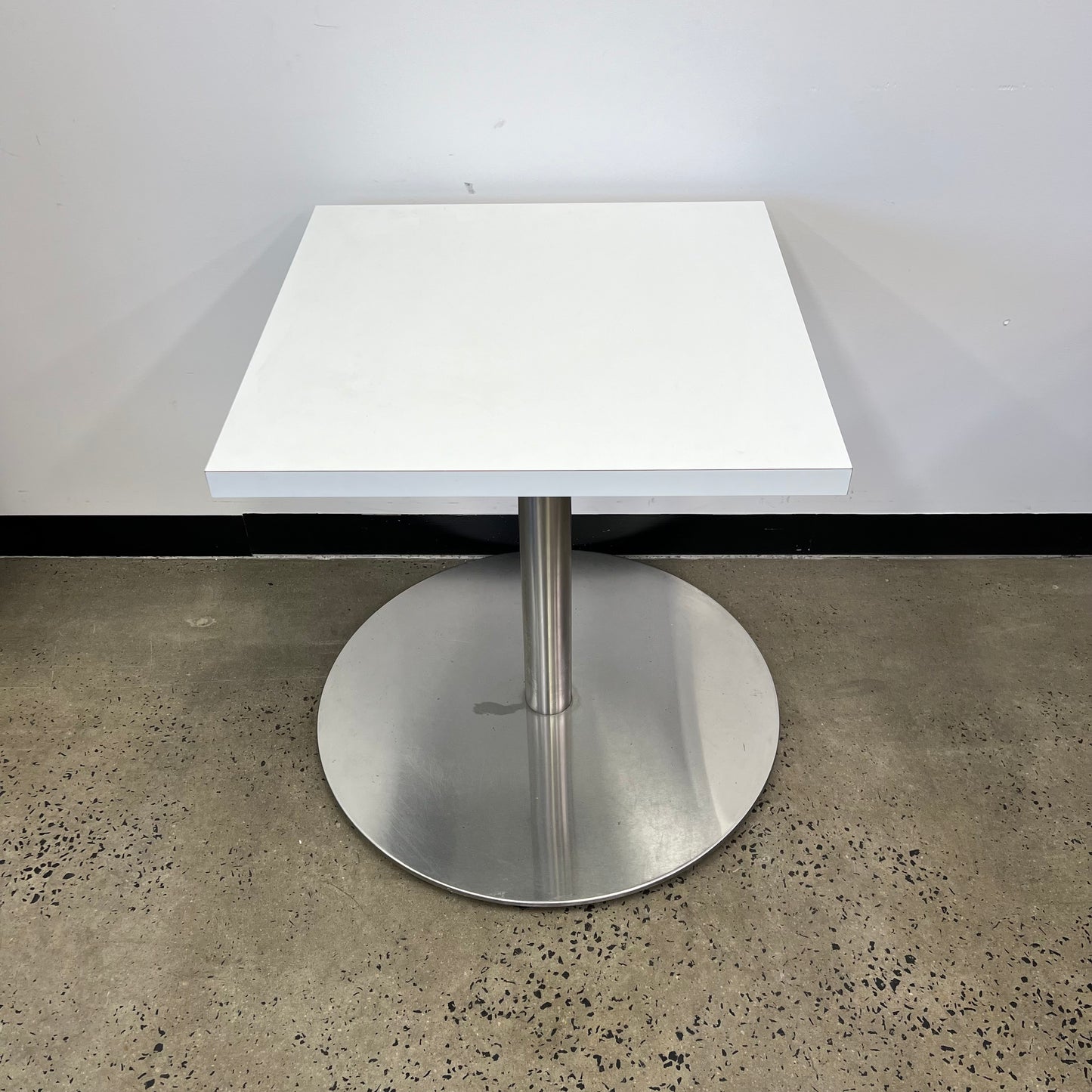 Cafe Table White Square on chrome base