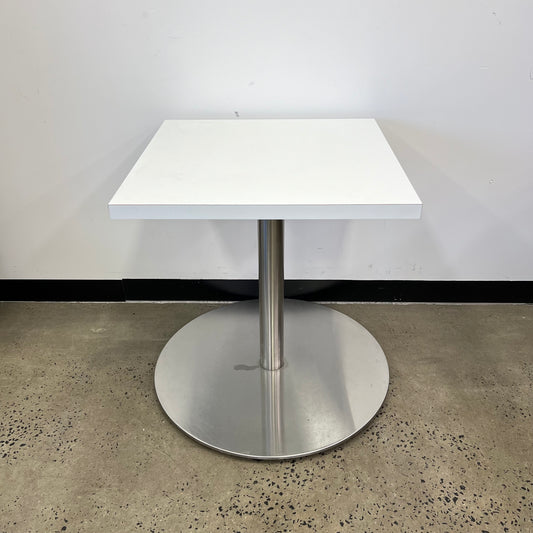 Cafe Table White Square on chrome base