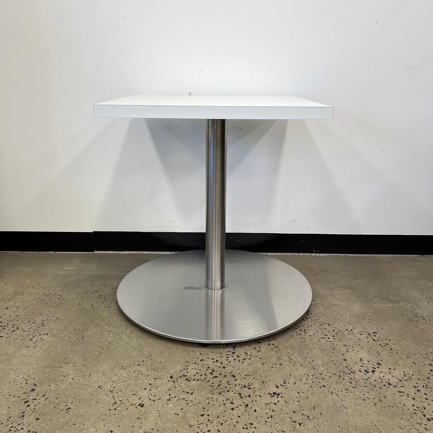 Cafe Table White Square on chrome base