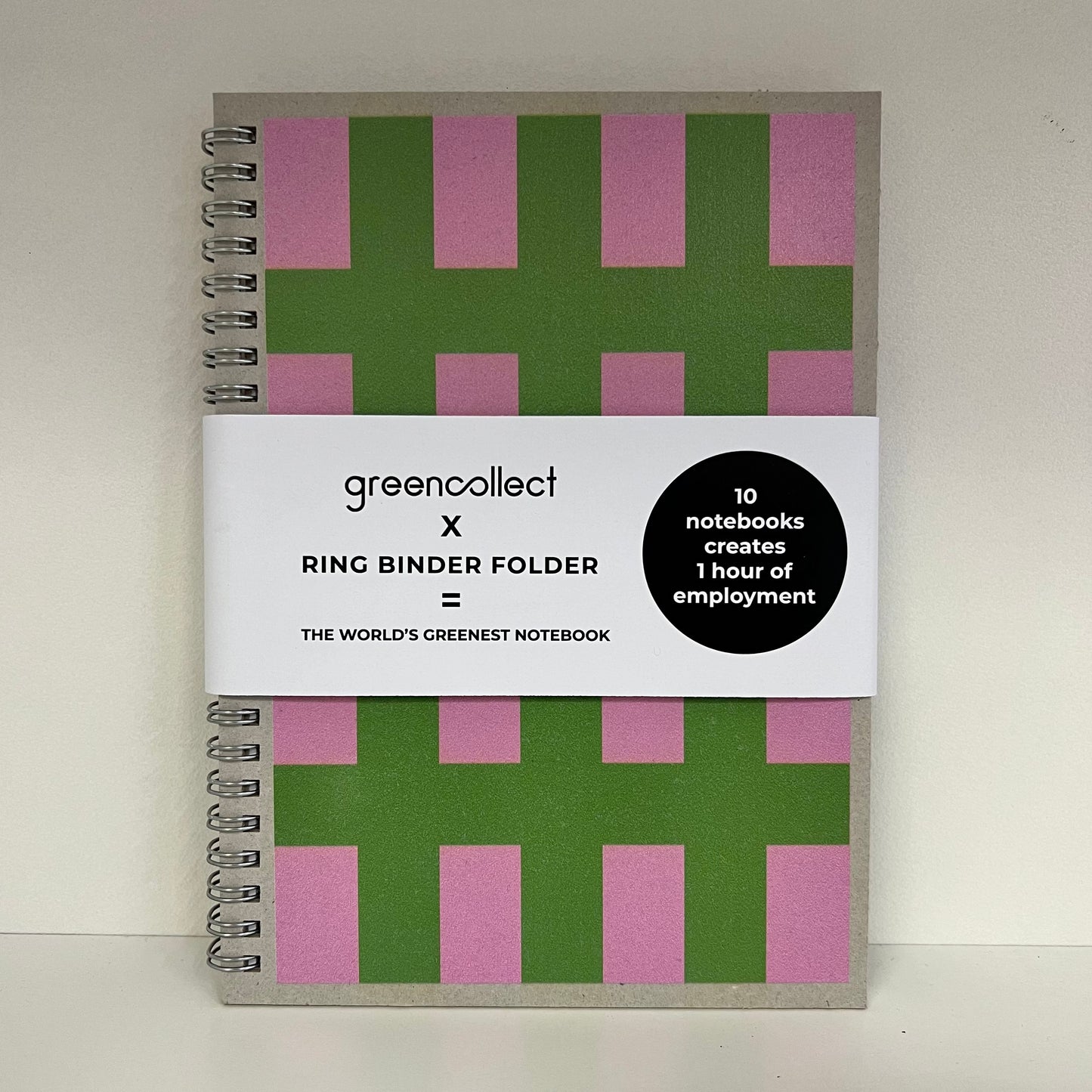 Green Collect Stripes and Circles Upcycled Notebook A5