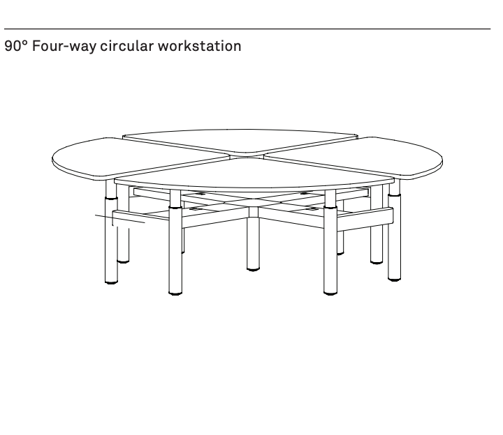 Schiavello Krossi 90° Four-Way Circular Electric Sit Stand Workstation