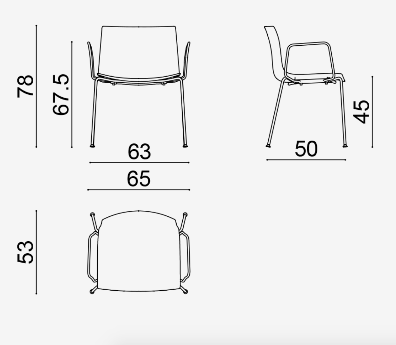 Arper Catifa 53 Chair with 4 Leg Base in White Plywood