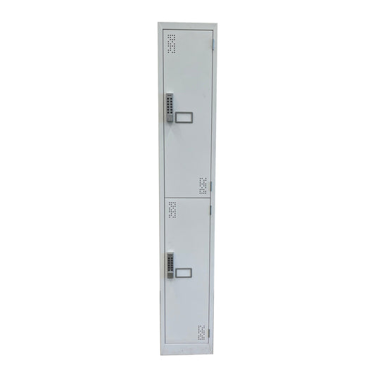 White Single Bay 2 Door Lockers with Digital Keypad