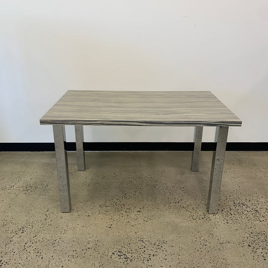 Table Grey Wood Pattern with Chrome Legs