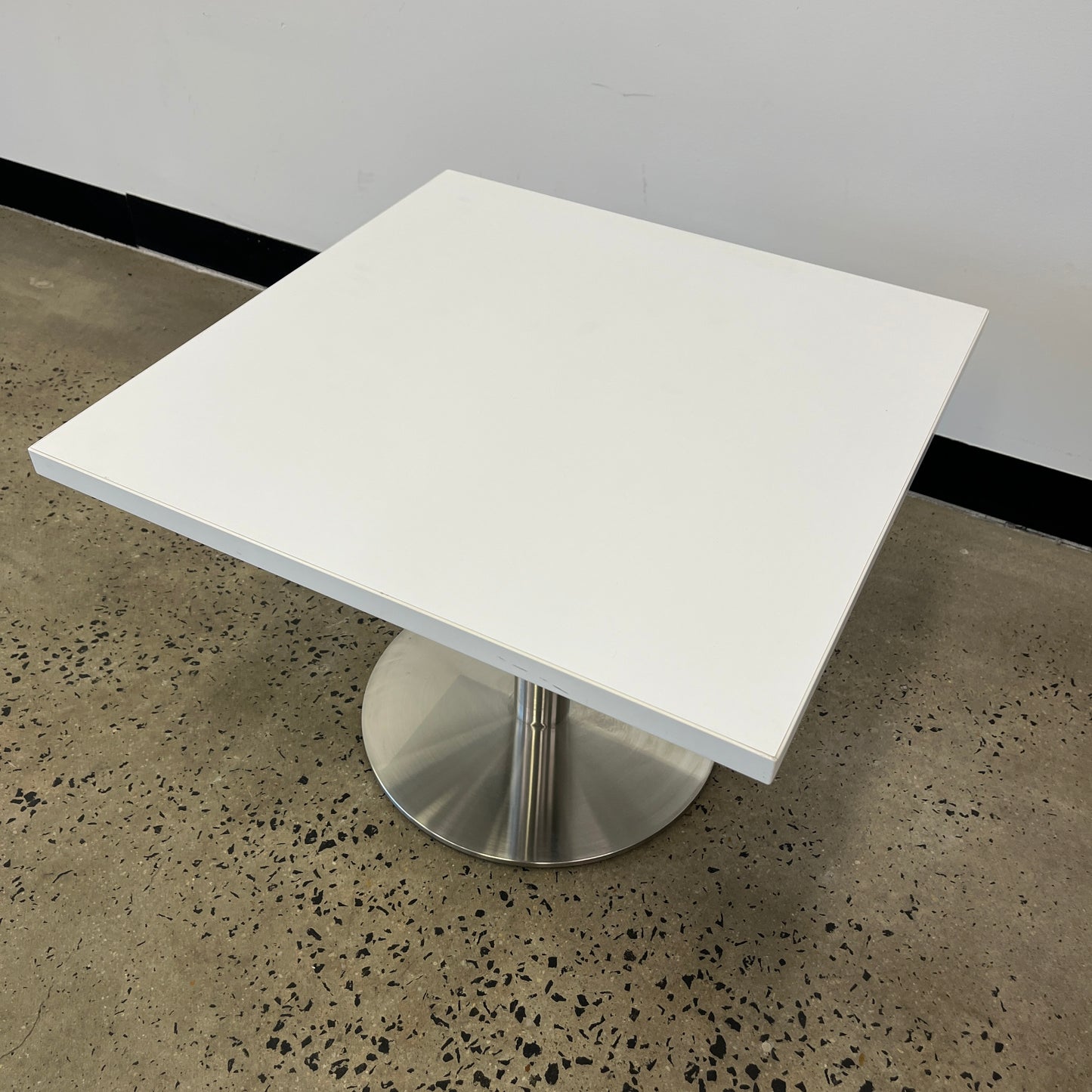 White Melamine Side Table with Chrome Base