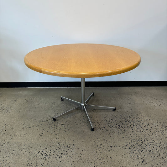 Round Meeting Table Wooden with Chrome Base