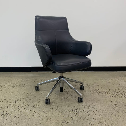 Vitra Grand Executive Lowback Asphalt Leather Chair