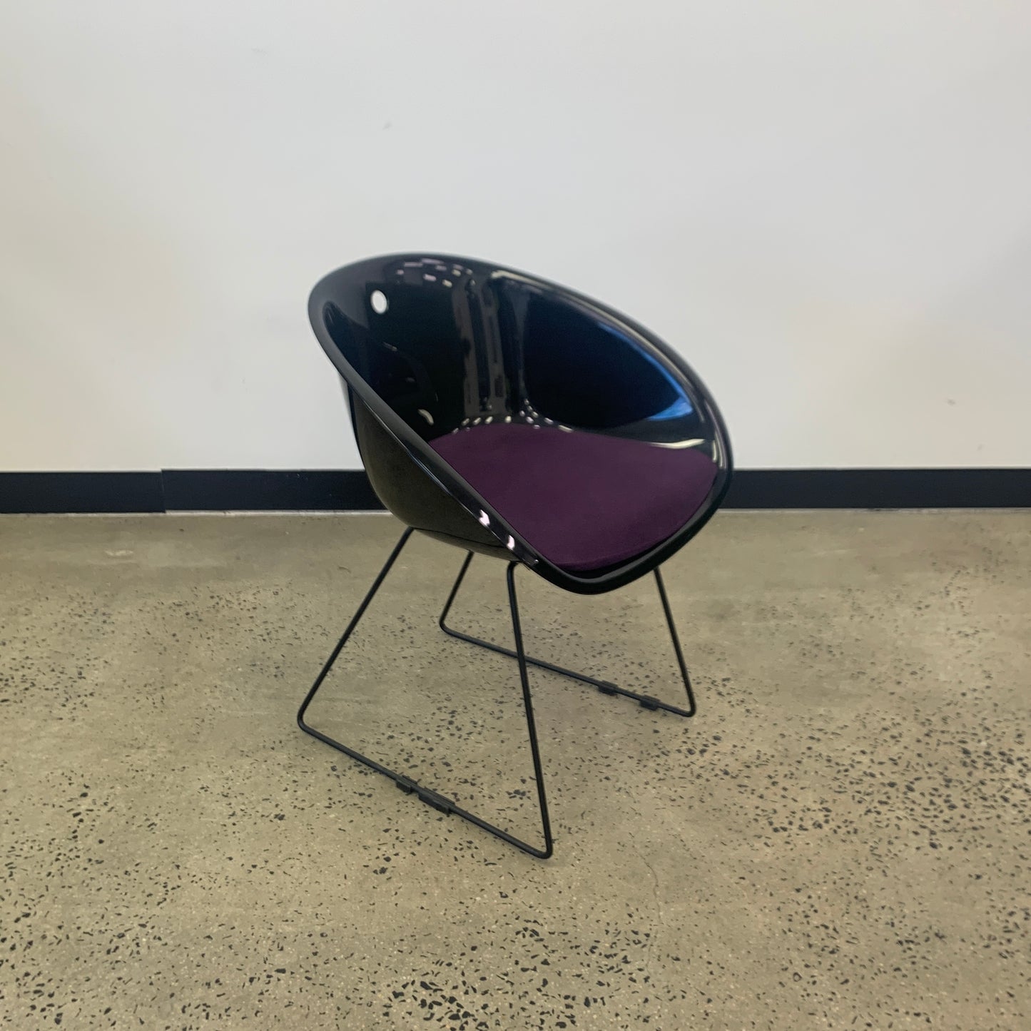 Plastic Black Tub Chair Purple Seat (Pedrali Gliss Replica)