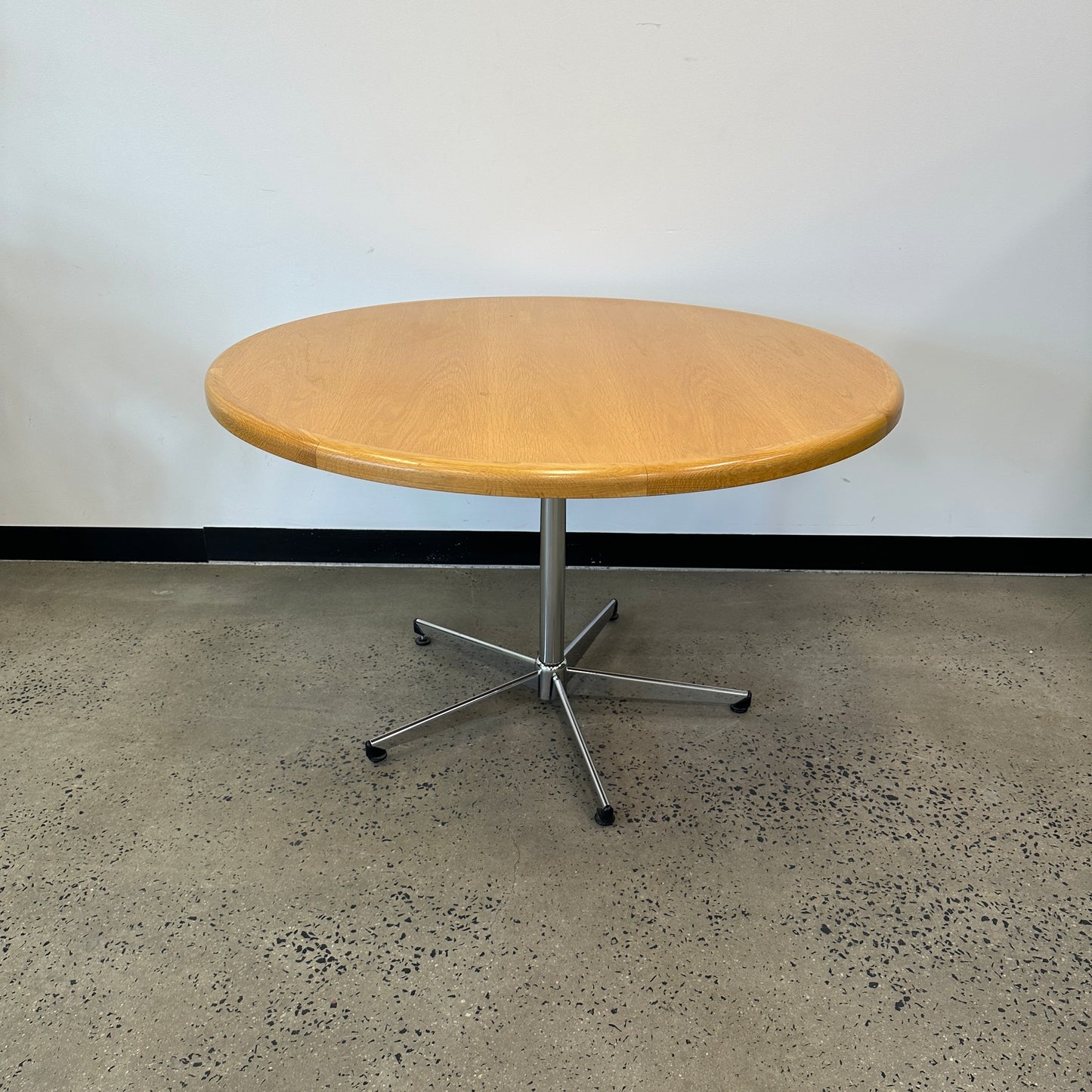 Round Meeting Table Wooden with Chrome Base