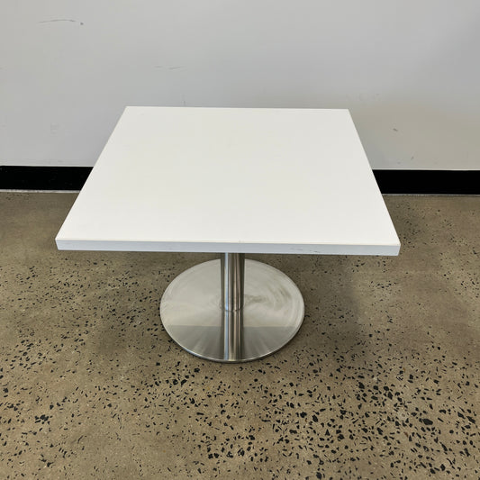 White Melamine Side Table with Chrome Base
