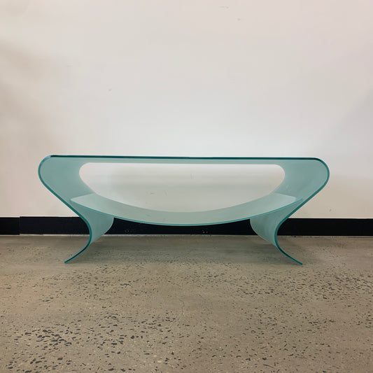 Glass Coffee Table with Curved Glass Shelf Insert